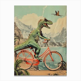 Dinosaur Shopping Retro Collage 1 Canvas Print
