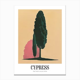 Cypress Tree Colourful Illustration 3 Poster Canvas Print
