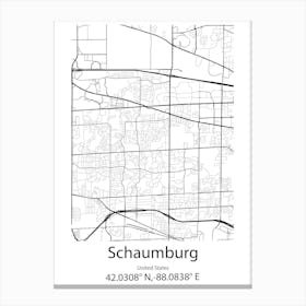 Schaumburg,United States Minimalist Map Lienzo