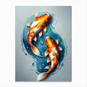 Koi Fish Yin Yang Painting (4) Canvas Print