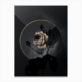 Shadowy Vintage Cabbage Rose Botanical in Black and Gold n.0028 Canvas Print