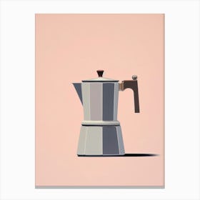 Italian Coffee Maker Illustration Pink Background Canvas Print