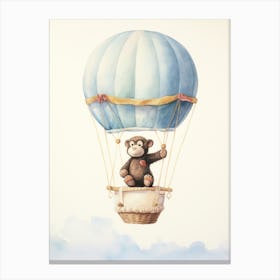 Baby Chimpanzee 1 In A Hot Air Balloon Canvas Print