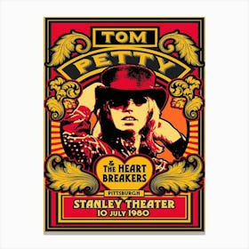 Tom Petty Poster Historic Stanley Theater Pittsburgh 1980 Canvas Print