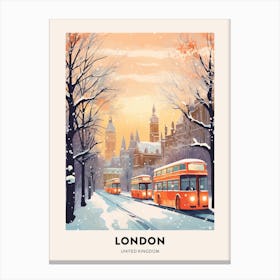 Winter Night  Travel Poster London United Kingdom 4 Canvas Print