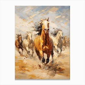 Horses Painting In Mongolia 1 Canvas Print