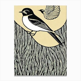 Swallow Linocut Bird Canvas Print