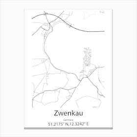 Zwenkau,Germany Minimalist Map Canvas Print