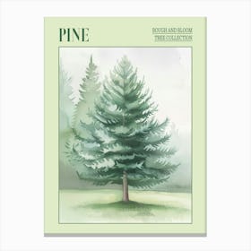 Pine Tree Atmospheric Watercolour Painting 4 Poster Canvas Print
