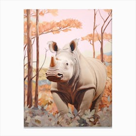 Pastel Pencil Crayon Style Rhino 3 Canvas Print