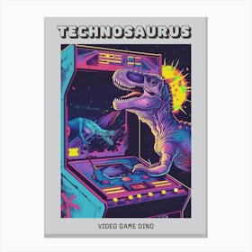 Dinosaur Retro Video Game Illustration 2 Poster Canvas Print