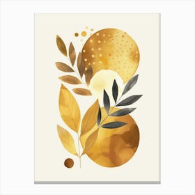 Gold Leaves Watercolor Painting Canvas Print