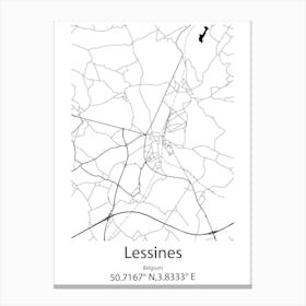 Lessines,Belgium Minimalist Map Canvas Print