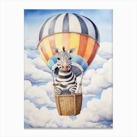 Baby Zebra In A Hot Air Balloon Canvas Print
