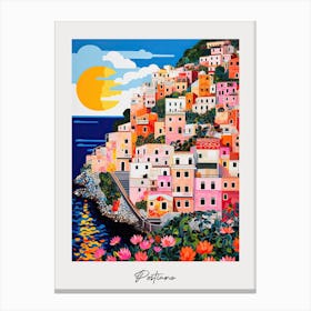 Poster Of Postiano, Italy, Illustration In The Style Of Pop Art 3 Canvas Print