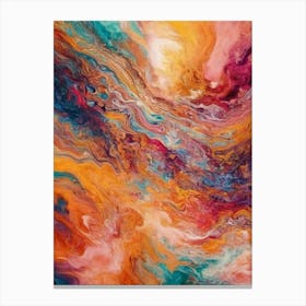 Abstract Painting With Blue, Yellow, And Red Colors Canvas Print