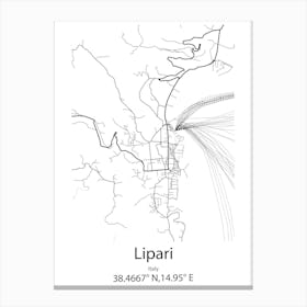 Lipari,Italy Minimalist Map Canvas Print