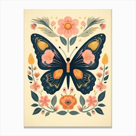 Butterfly In Floral Pattern Canvas Print