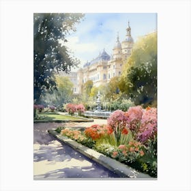 Mirabell Palace Gardens Austria Watercolour 4  Canvas Print