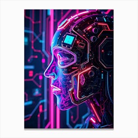 Futuristic Neon Portrait Of A Woman Canvas Print