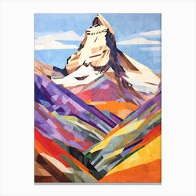 Matterhorn Italy And Switzerland 2 Colourful Mountain Illustration Canvas Print