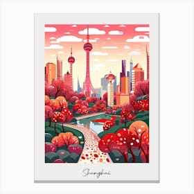 Poster Of Shanghai, Illustration In The Style Of Pop Art 3 Canvas Print
