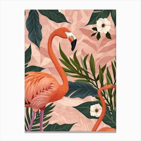 Chilean Flamingo Tiare Flower Minimalist Illustration 1 Canvas Print