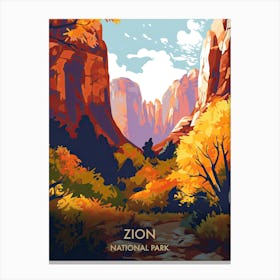 Zion National Park Travel Poster Illustration Style 7 Canvas Print
