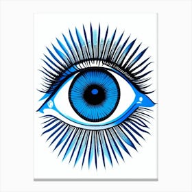 Psychedelic Eye, Symbol, Third Eye Blue & White 7 Canvas Print