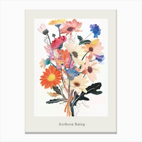 Gerbera Daisy 1 Collage Flower Bouquet Poster Canvas Print