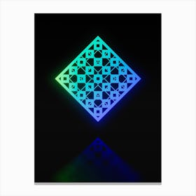 Neon Blue and Green Geometric Glyph on Black n.0041 Canvas Print