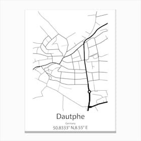 Dautphe,Germany Minimalist Map Canvas Print