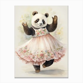 Panda Art Dancing Watercolour 3 Canvas Print