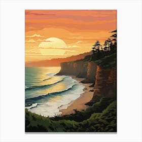 West Coast Trail New Zealand 3 Vintage Travel Illustration Canvas Print