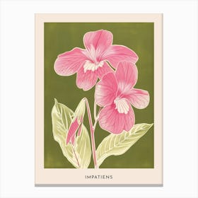 Pink & Green Impatiens 2 Flower Poster Canvas Print