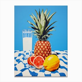 Pineapple Grapefruit Lemon Checkerboard Canvas Print