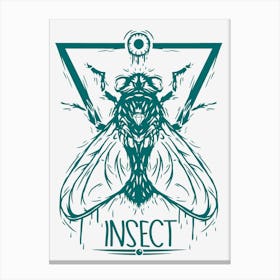 Green Insect Bee Illustration Canvas Print