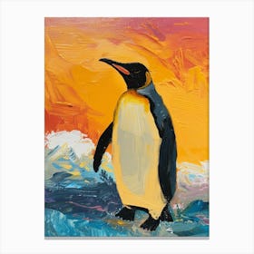 King Penguin Laurie Island Colour Block Painting 4 Canvas Print