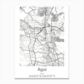 Agui,Japan Minimalist Map Canvas Print