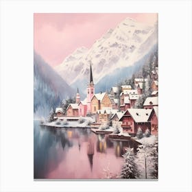 Dreamy Winter Painting Hallstatt Austria 4 Canvas Print