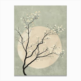 Plum Tree Minimal Japandi Illustration 1 Canvas Print