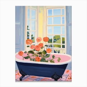 A Bathtube Full Of Ranunculus In A Bathroom 2 Canvas Print