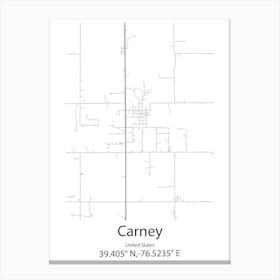 Carney,United States Minimalist Map 1 Stampe su tela