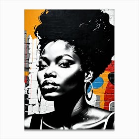Vintage Graffiti Mural Of Beautiful Black Woman 86 Canvas Print