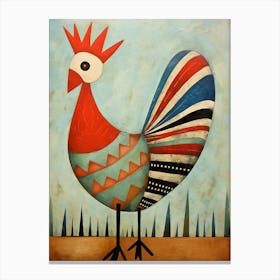 Rooster, Primitive Folk Art Canvas Print