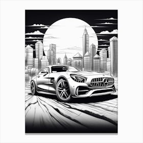 Mercedes Benz Amg Gt City Drawing 1 Canvas Print