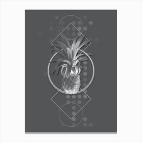 Vintage Pineapple Botanical with Line Motif and Dot Pattern in Ghost Gray n.0152 Canvas Print