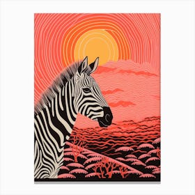 Zebra Orange & Pink Pattern 4 Canvas Print