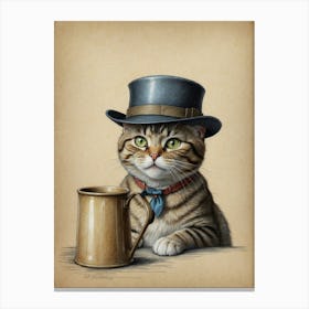 Cat In Top Hat 3 Canvas Print