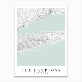 The Hamptons New York Street Map Minimal Color Canvas Print
